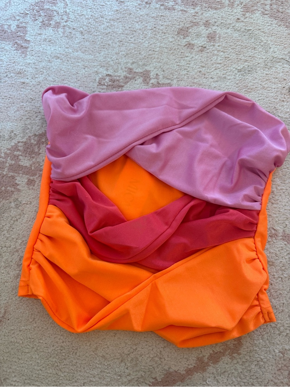 Colorblock Strapless Women’s Top in Pink, Coral & Orange